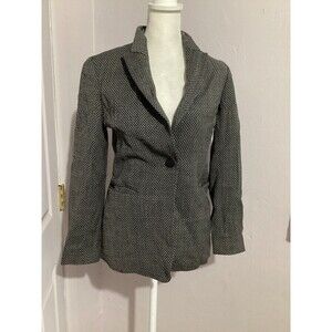 Lafayette 148 Gray Houndstooth Single Breasted Wool Blazer Shoulder Pads 0